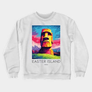 A Pop Art Travel Print of Easter Island - Chile Crewneck Sweatshirt